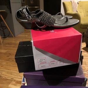 Pewter wedge sandals  size 9  softly worn $15